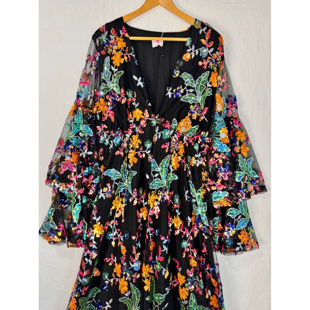 NWT Buddy Love Black Floral Sequin Maxi Dress - Picture 6 of 16
